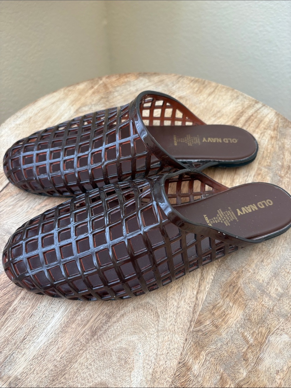 Old Navy Brown Woven Slide Mules